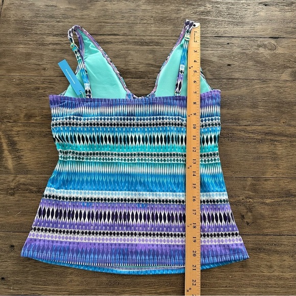 NWT Bleu Rod Beattie size 10 Tankini Swim Top Purple Turquoise Swimsuit New - Picture 6 of 7